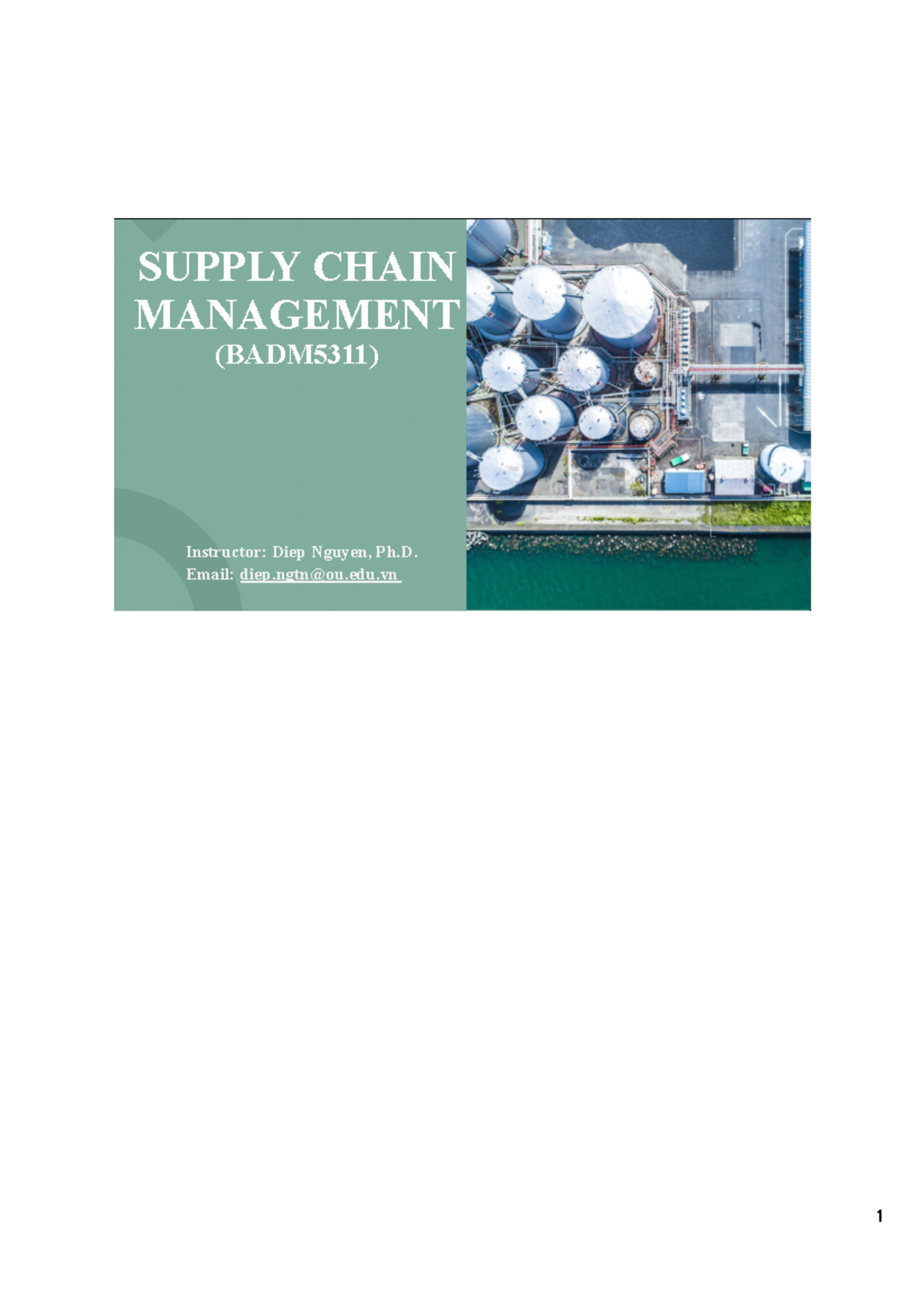 Chapter 1: Introduction to Supply Chain Management (BADM5311) - Studocu
