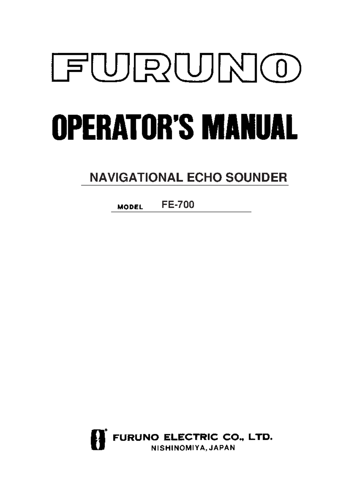 FE700 Operator manual - NAVIGATIONAL ECHO SOUNDER FE- Your Local Agent ...
