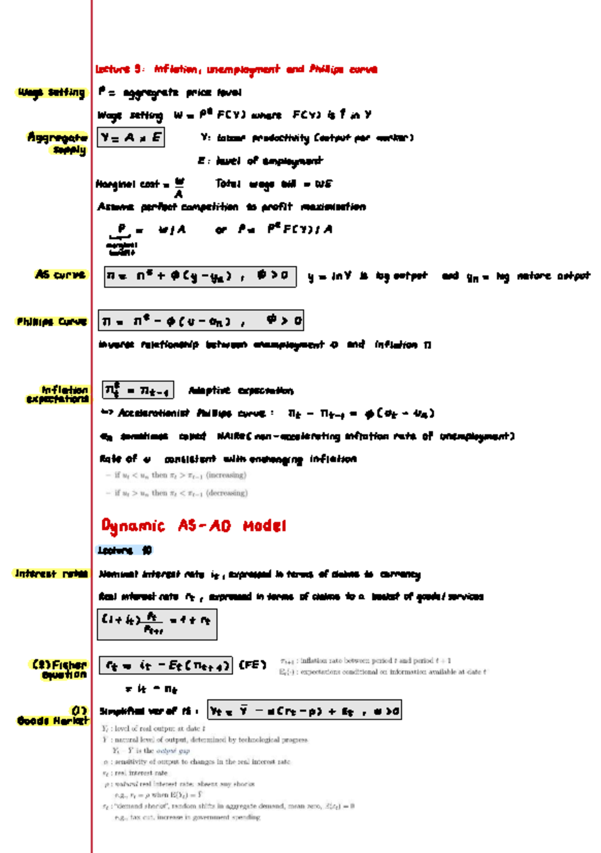 LEC 9-12: Wage Setting, Inflation, and the Phillips Curve Lecture Notes ...