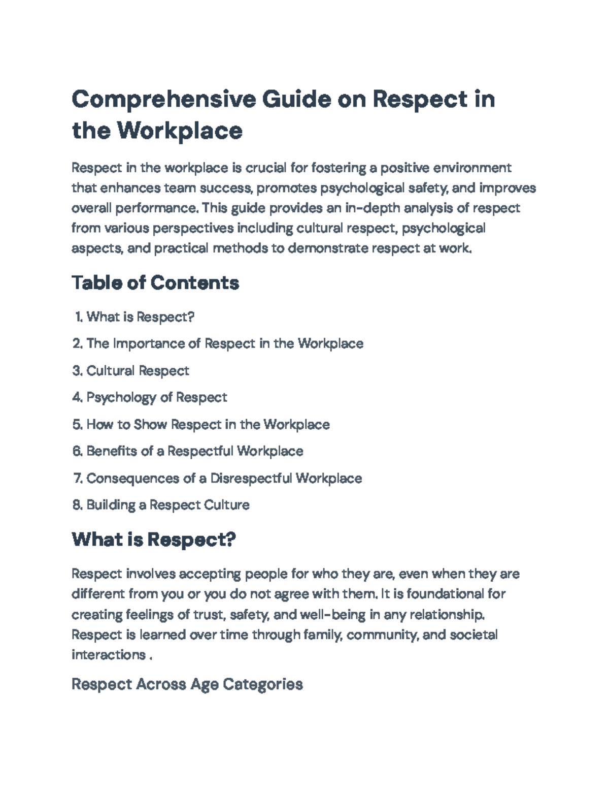 Comprehensive Guide to Respect in the Workplace: Importance and ...
