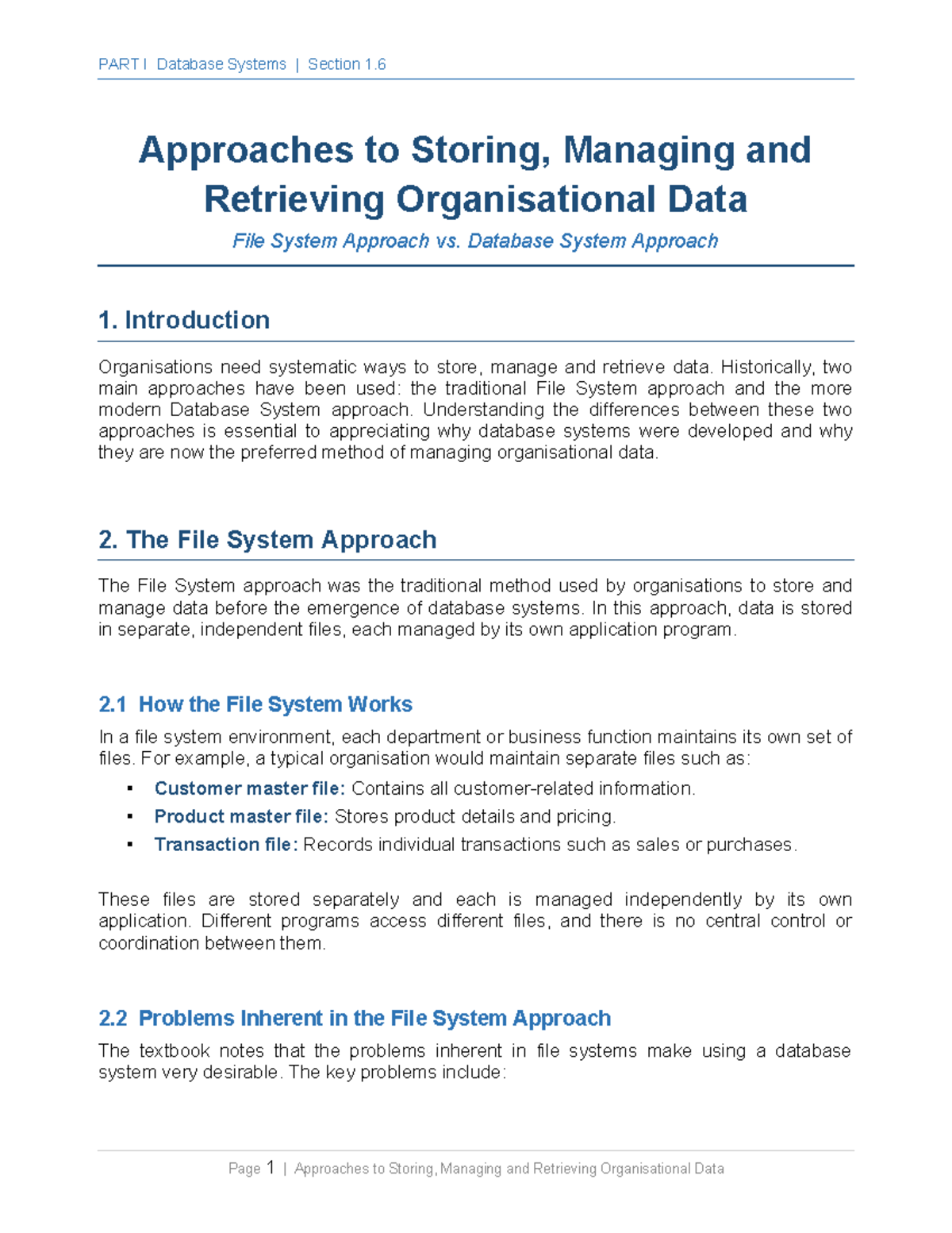 Database Systems: File System vs. Database System Approach Analysis ...