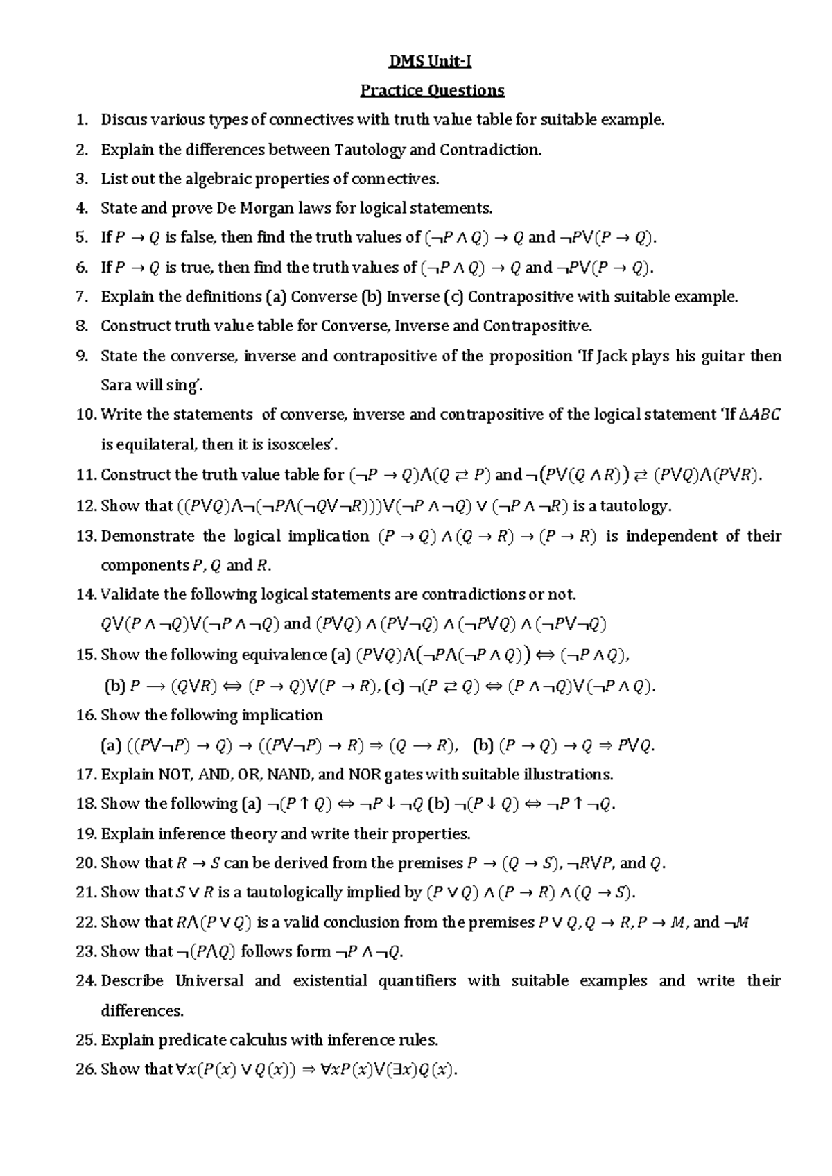 Unit-I DMS - DMS Unit-I Practice Questions Discus various types of ...