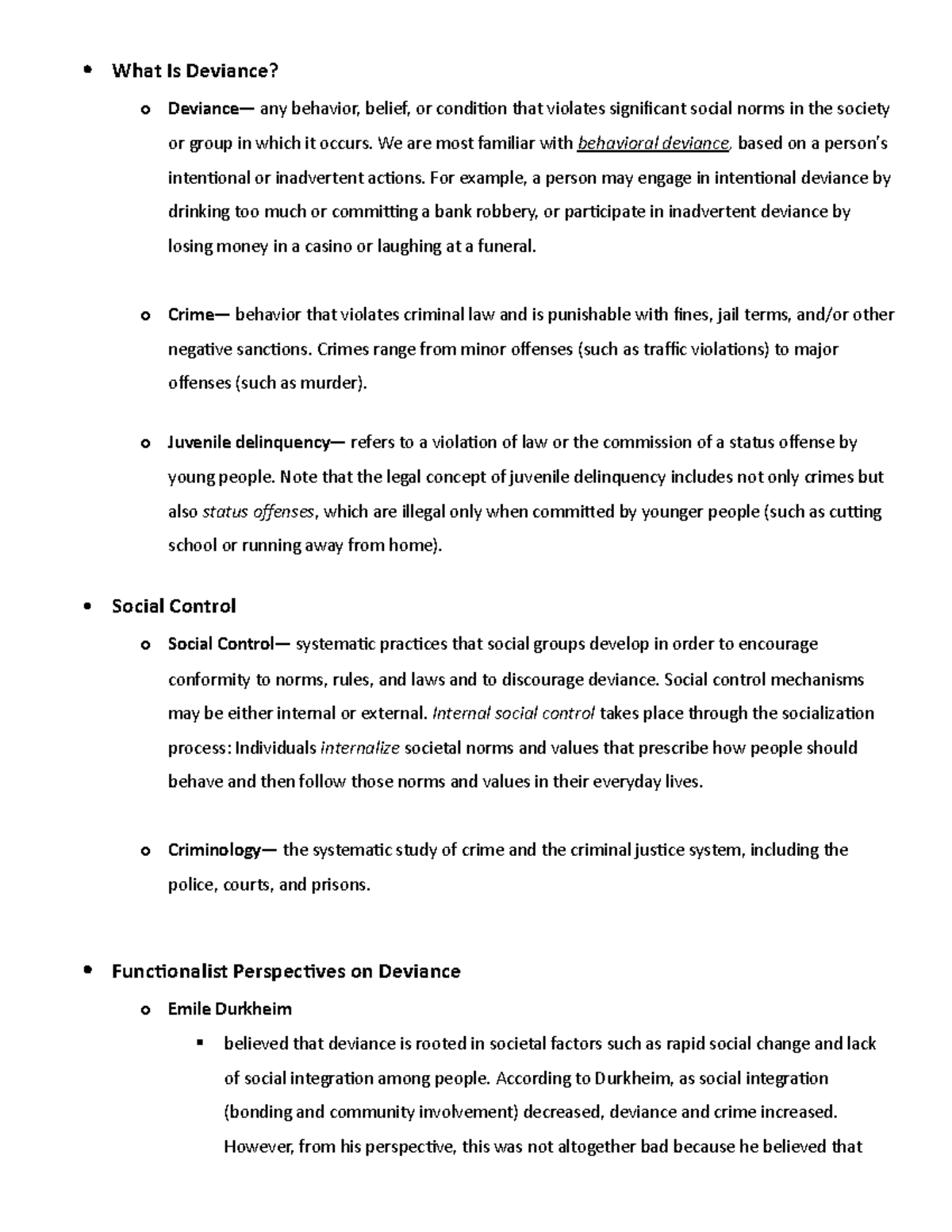 Chapter 7: Understanding Deviance and Social Control in Sociology - Studocu