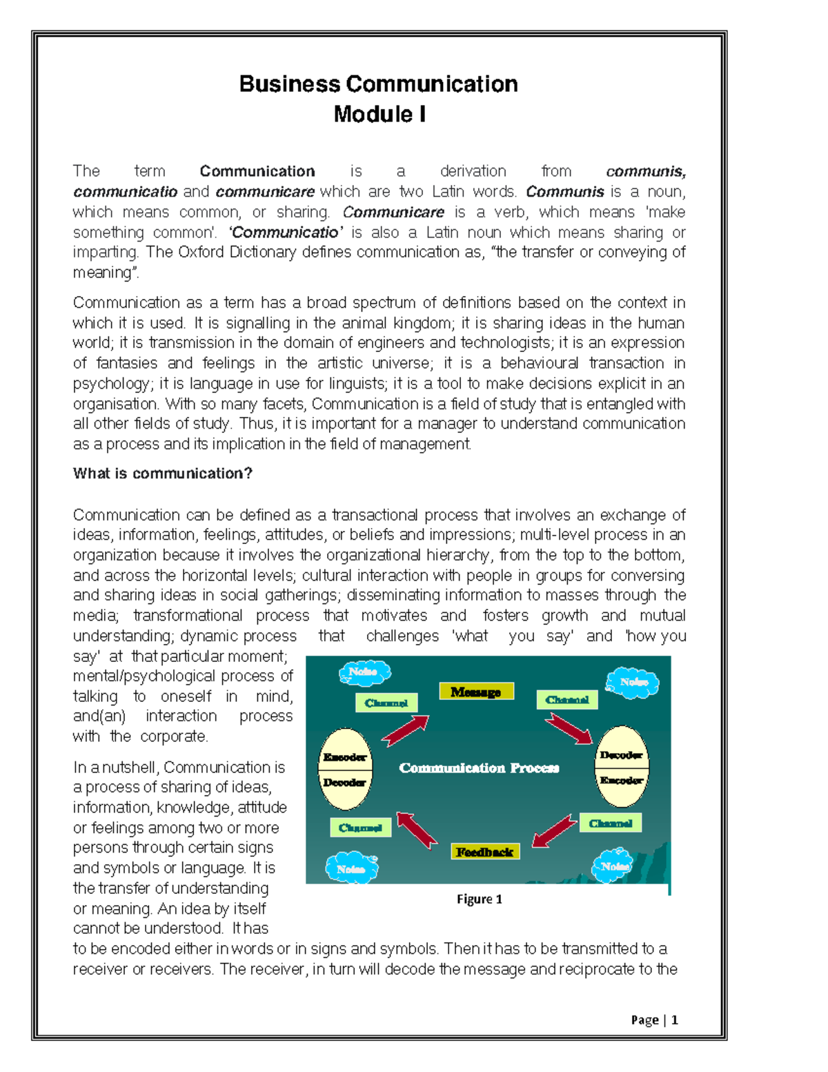 Business Communication Module I: Understanding Communication Principles ...