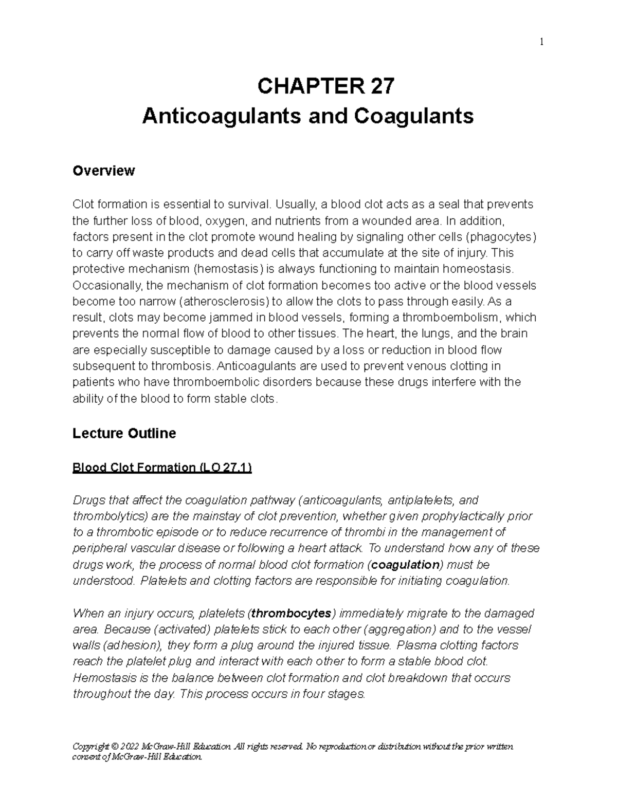 Anticoagulants and Coagulants: Mechanisms and Safety Overview (LO 27 ...