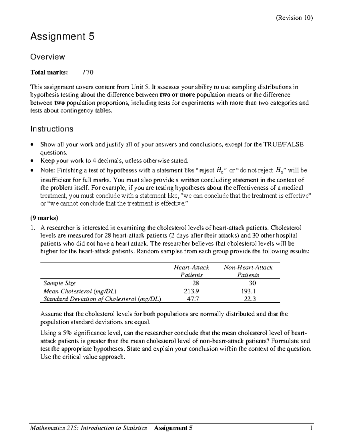 Math 215 Assignment 05 - Revision #10 - (Revision 10) Assignment 5 ...