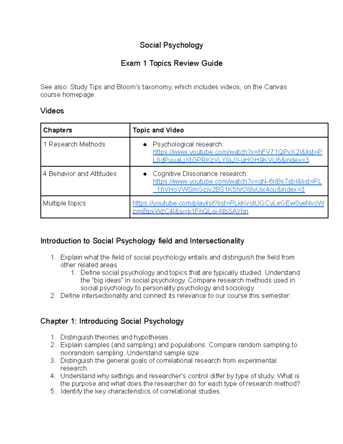 Social Psychology PSY101 Exam 1 Review Guide and Study Tips - Studocu