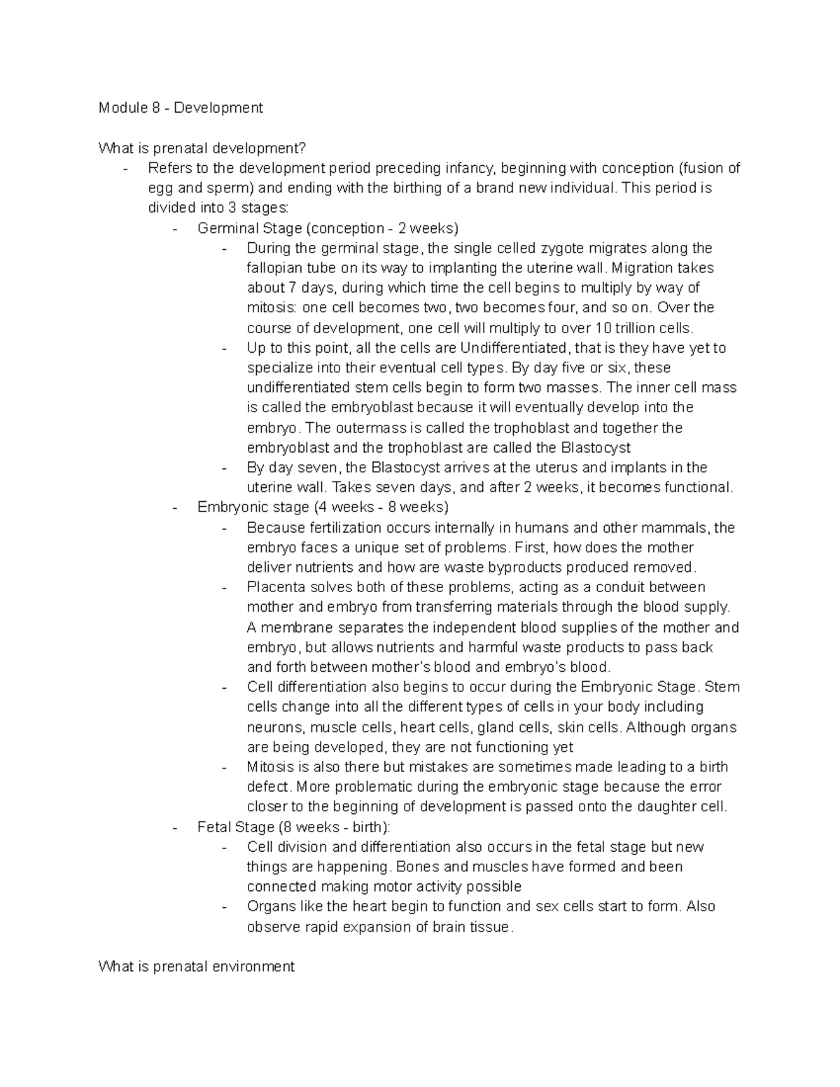 Psych 101 Final Exam Notes: Prenatal Development & Group Behavior ...