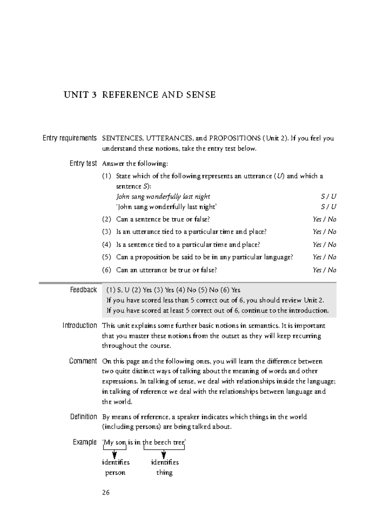 Unit 3: Reference and Sense - Understanding Utterances and Sentences ...