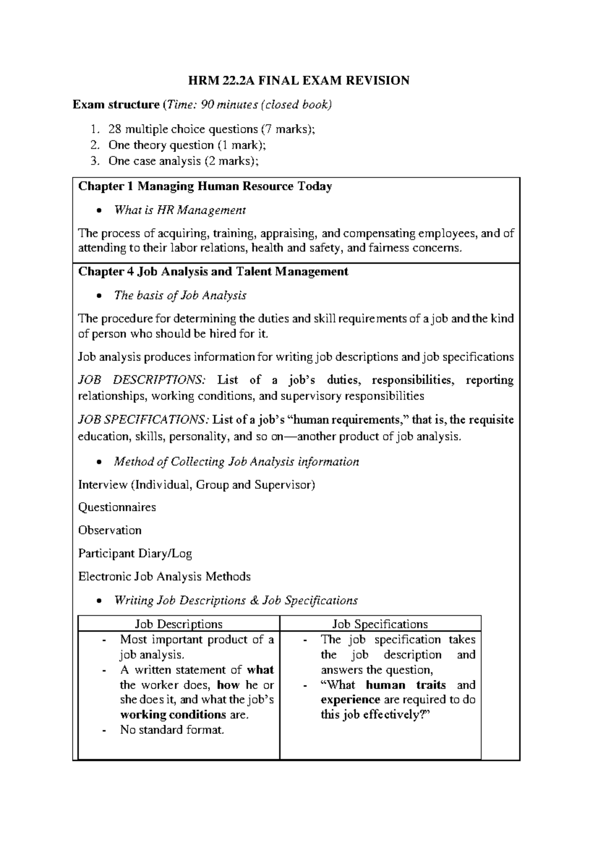 Final Exam Revision for HRM 22 - Human Resource Management - Studocu