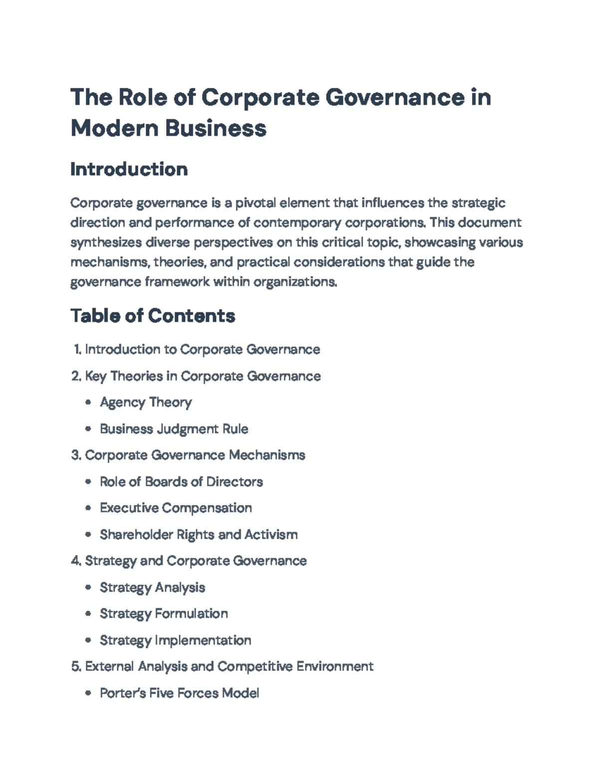 Corporate Governance and Its Strategic Significance in Business - The ...