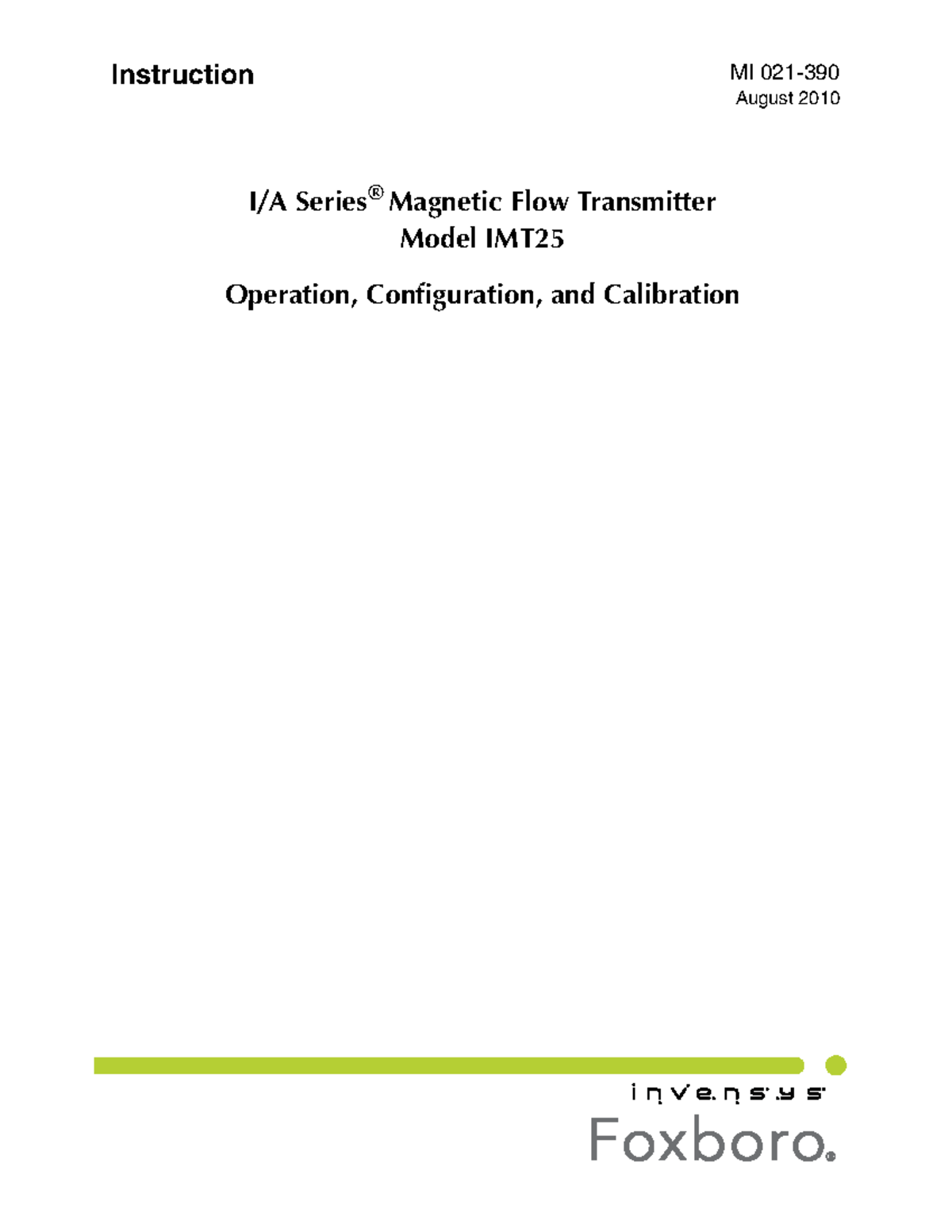 IMT25: Operation, Configuration & Calibration Guide (MI 021-390) - Studocu
