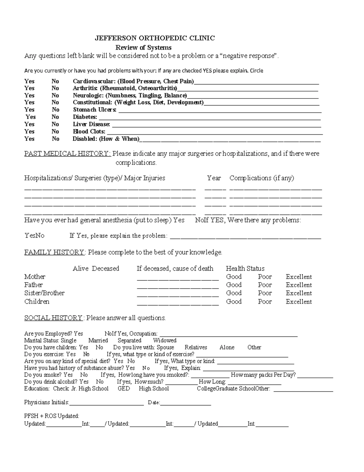 REVIEW OF SYSTEMS TEMPLATE - MEDICAL ASSESSMENT FORM - Studocu