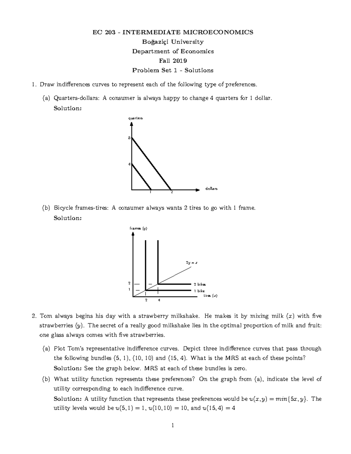 EC203 - Intermediate Microeconomics Problem Set 1 Solutions - Studocu