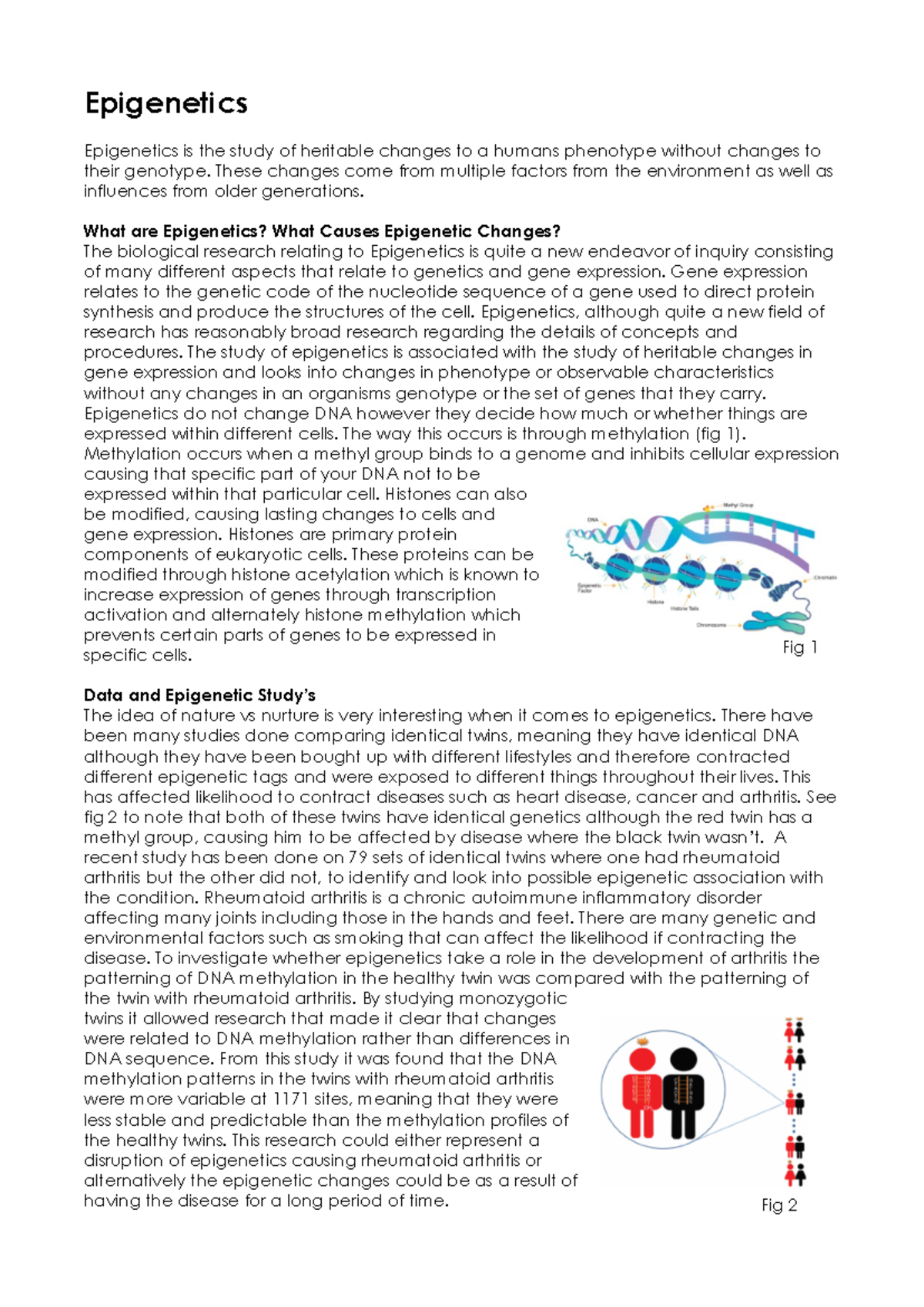 Epigenetics Essay (Course Code: BIO101) - Insights & Implications - Studocu