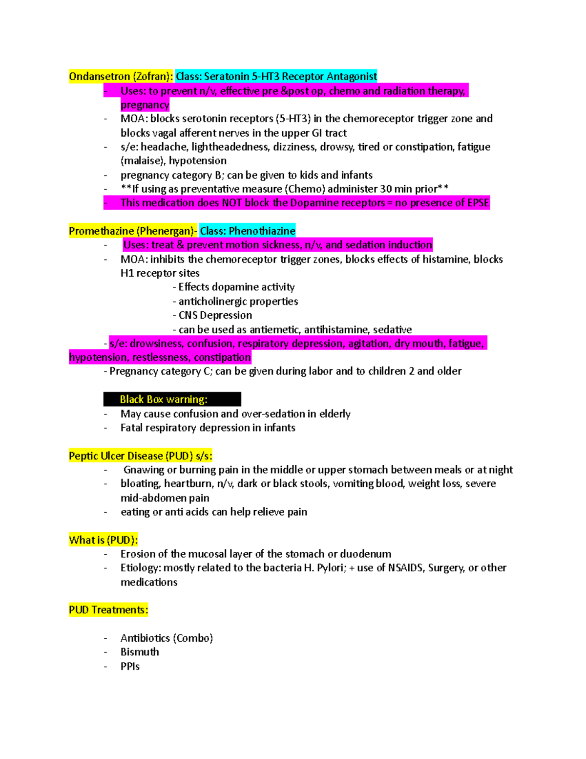 Exam 2 Metabolism module review pharmacology - Ondansetron (Zofran ...