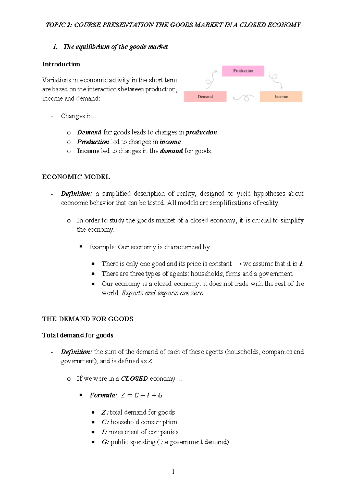 Macroeconomics Topic 4: The IS-LM Model in a Closed Economy - Studocu