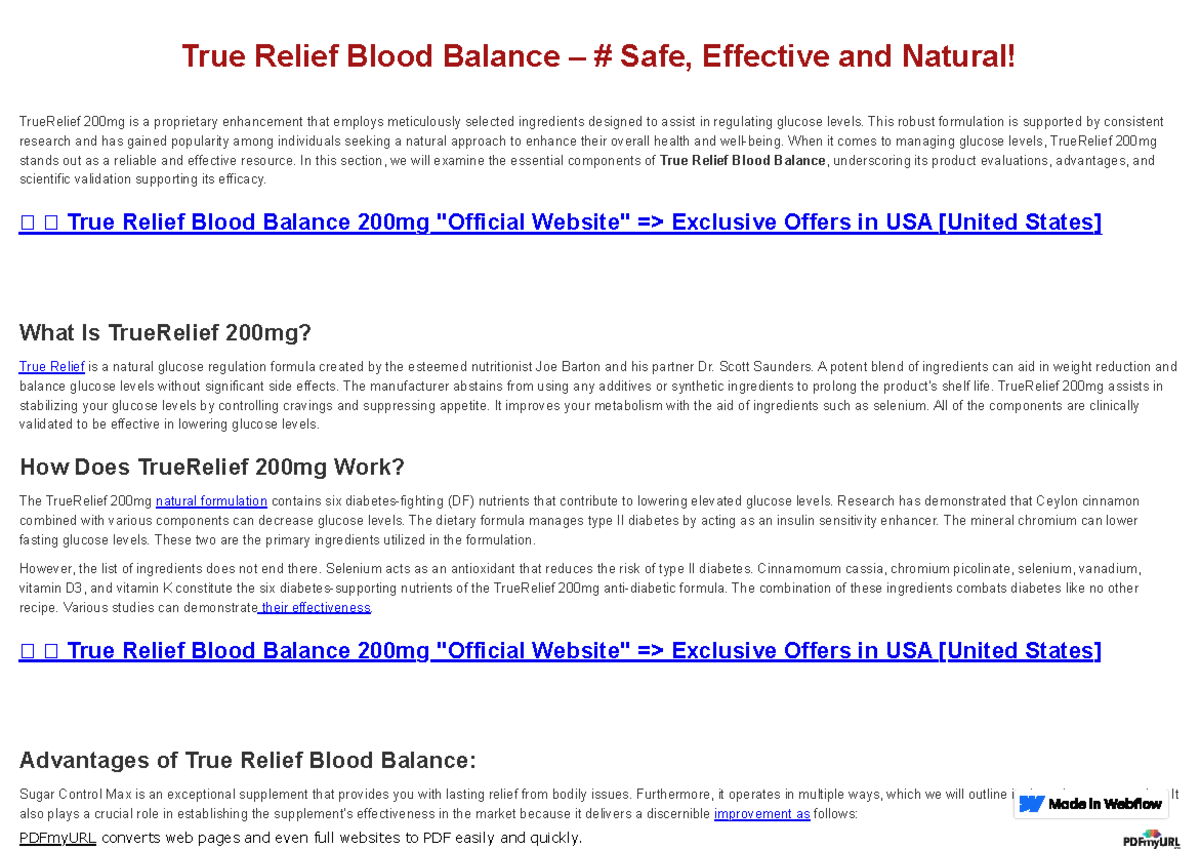 True Relief Blood Balance Price In USA - PDFmyURL converts web pages ...