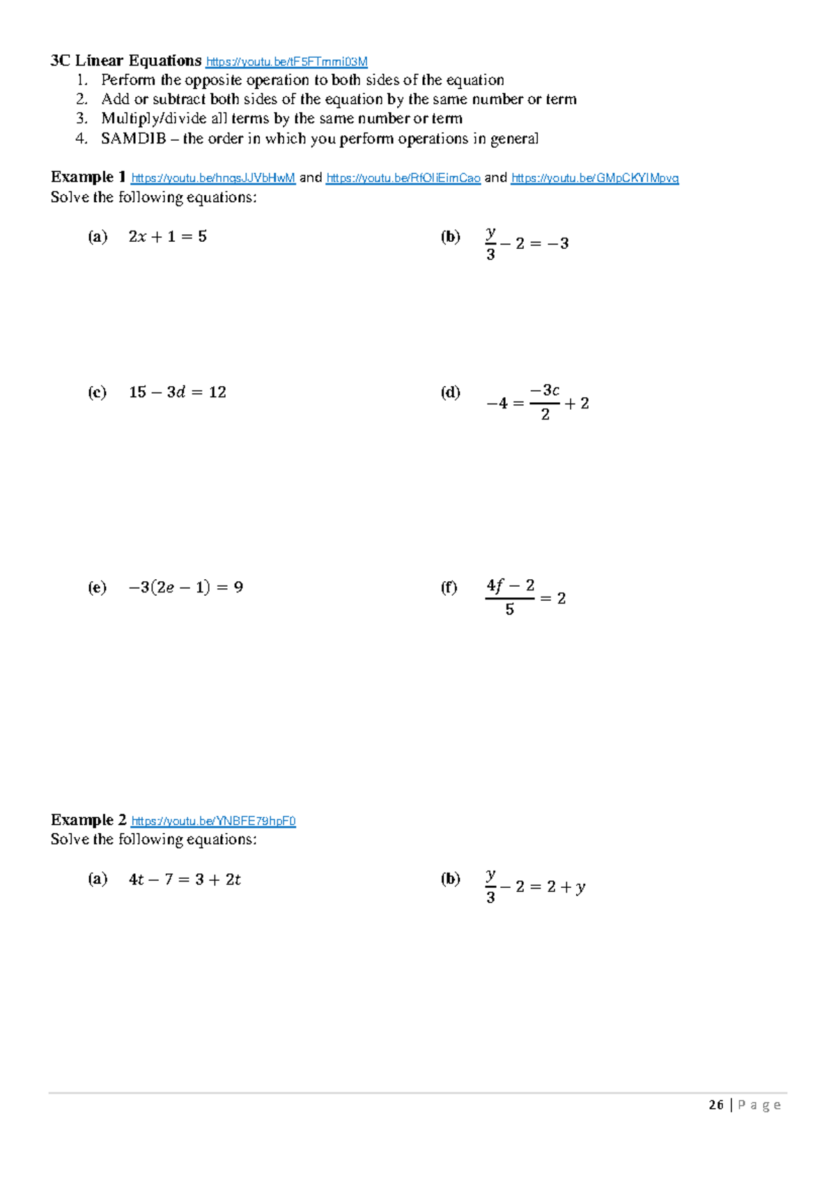 3C Linear Equations: Solving Techniques and Examples - Studocu