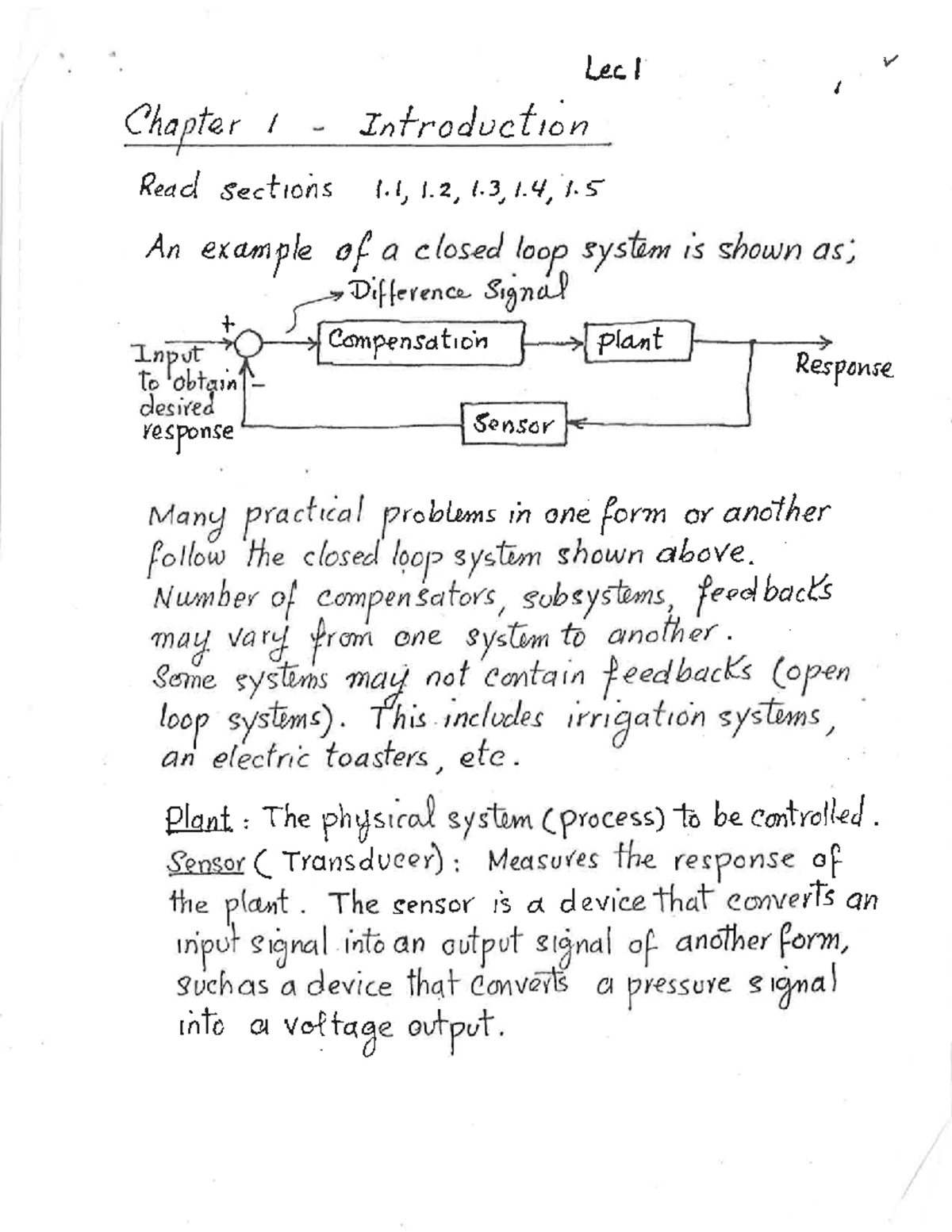 ECE580 - Lec 1: Introduction to Closed Loop Systems and Discrete Time ...