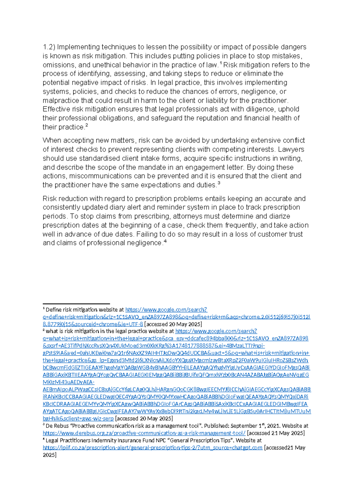XBLAW8419 Risk Mitigation in Legal Practice: Techniques and Policies ...