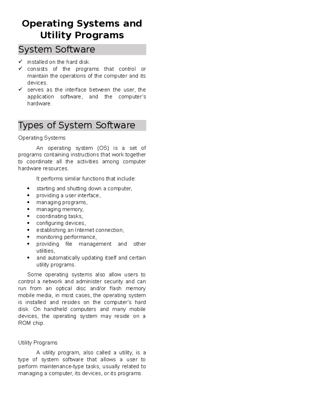 5. Operating Systems and Utility Programs - Operating Systems and ...
