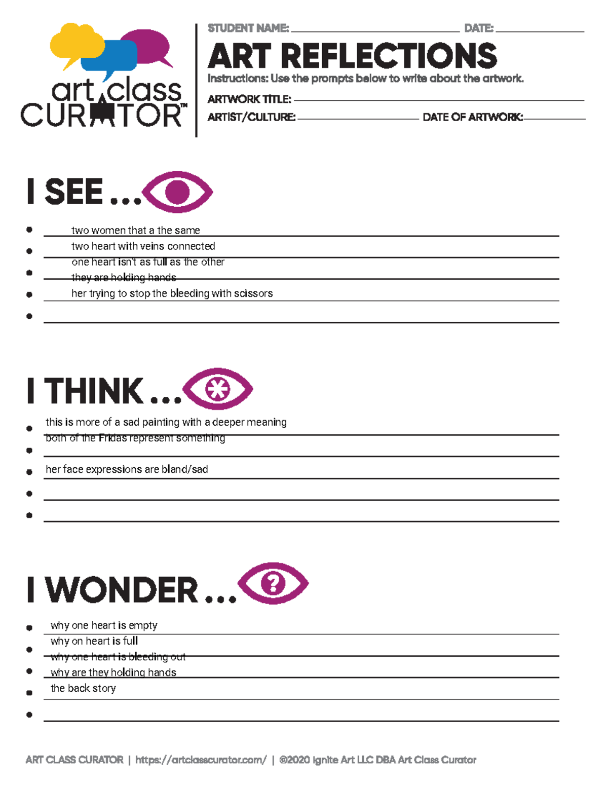 - Art Critique Reflection See Think Wonder - MAT 4101 - Studocu