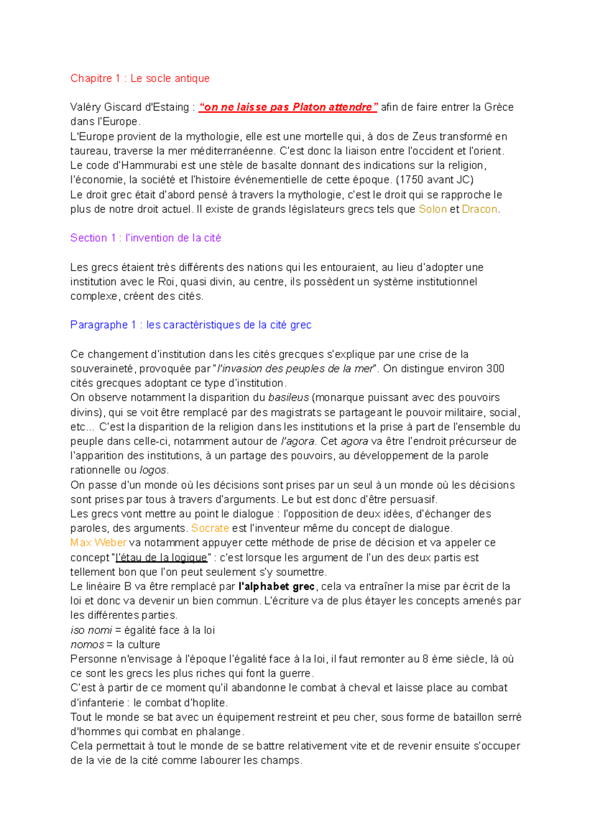 Résumé HDD - Cours portant sur l'histoire du droit L1 - Chapitre 1 : Le ...