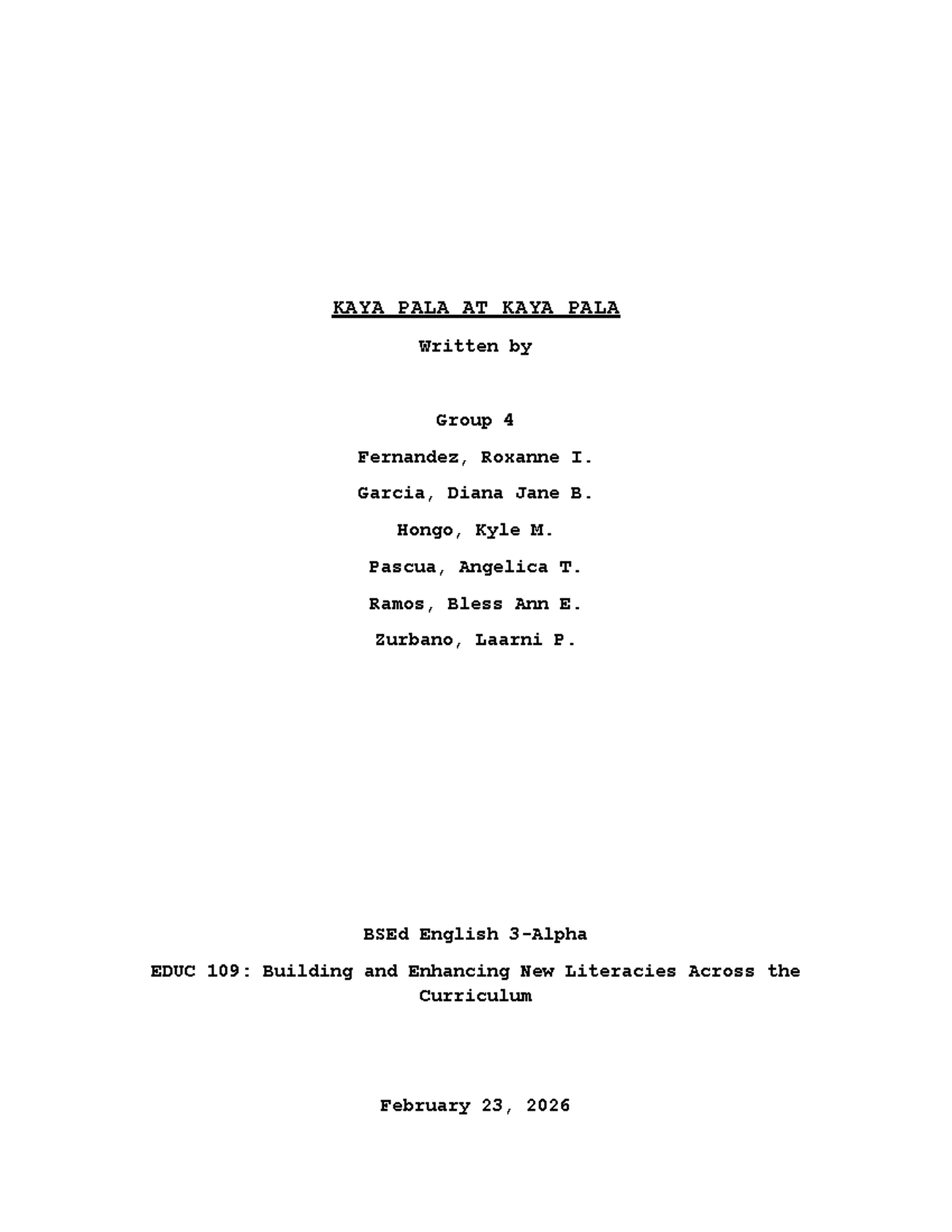 109-MMK: Script for Real-Life Experience in Digital Storytelling - Studocu