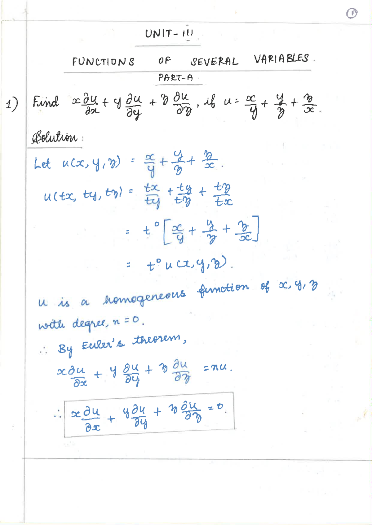 Functions of Several Variables - Unit 3 Study Notes - Studocu