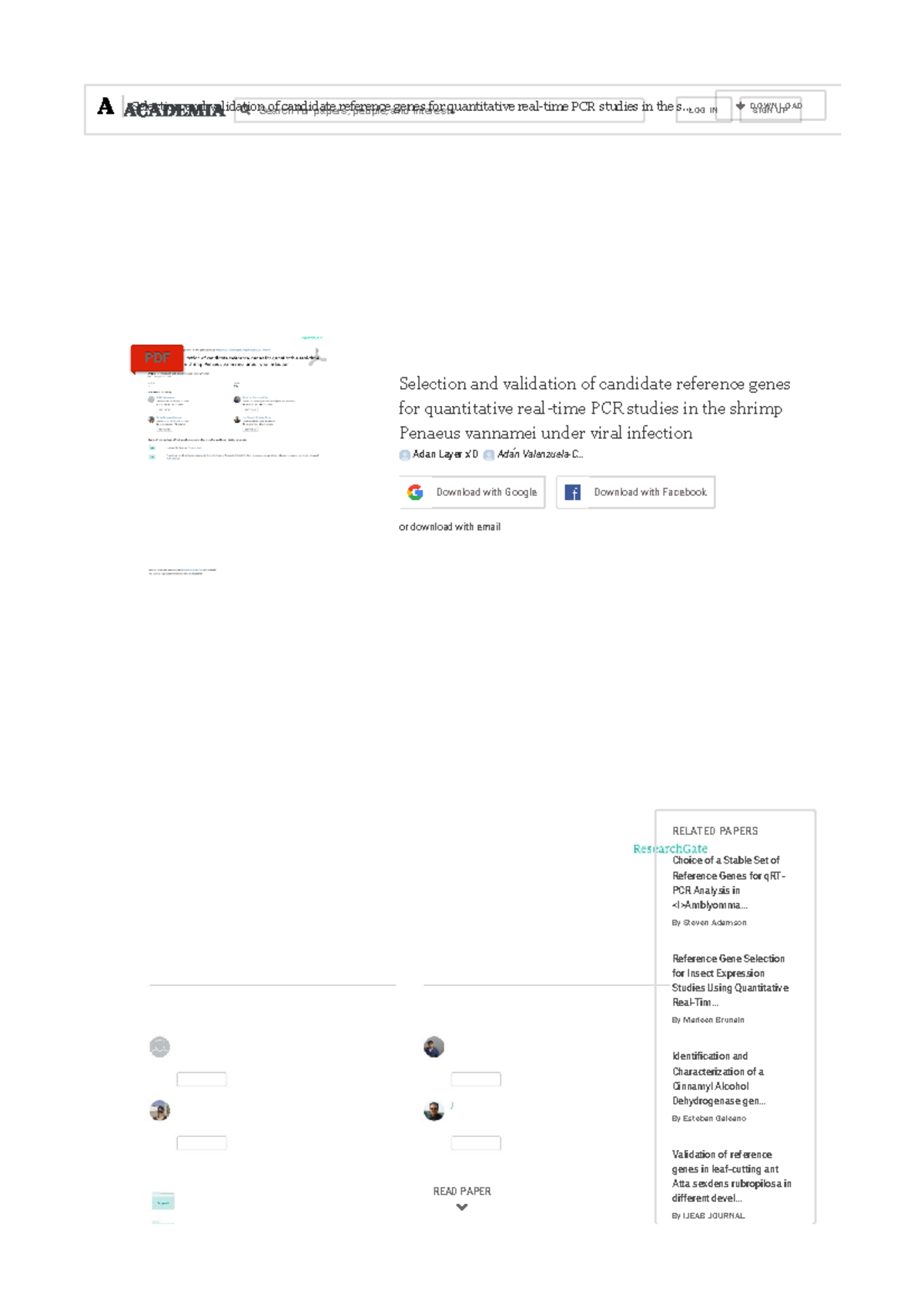 Selection and Validation of Reference Genes for qRT-PCR in Penaeus ...