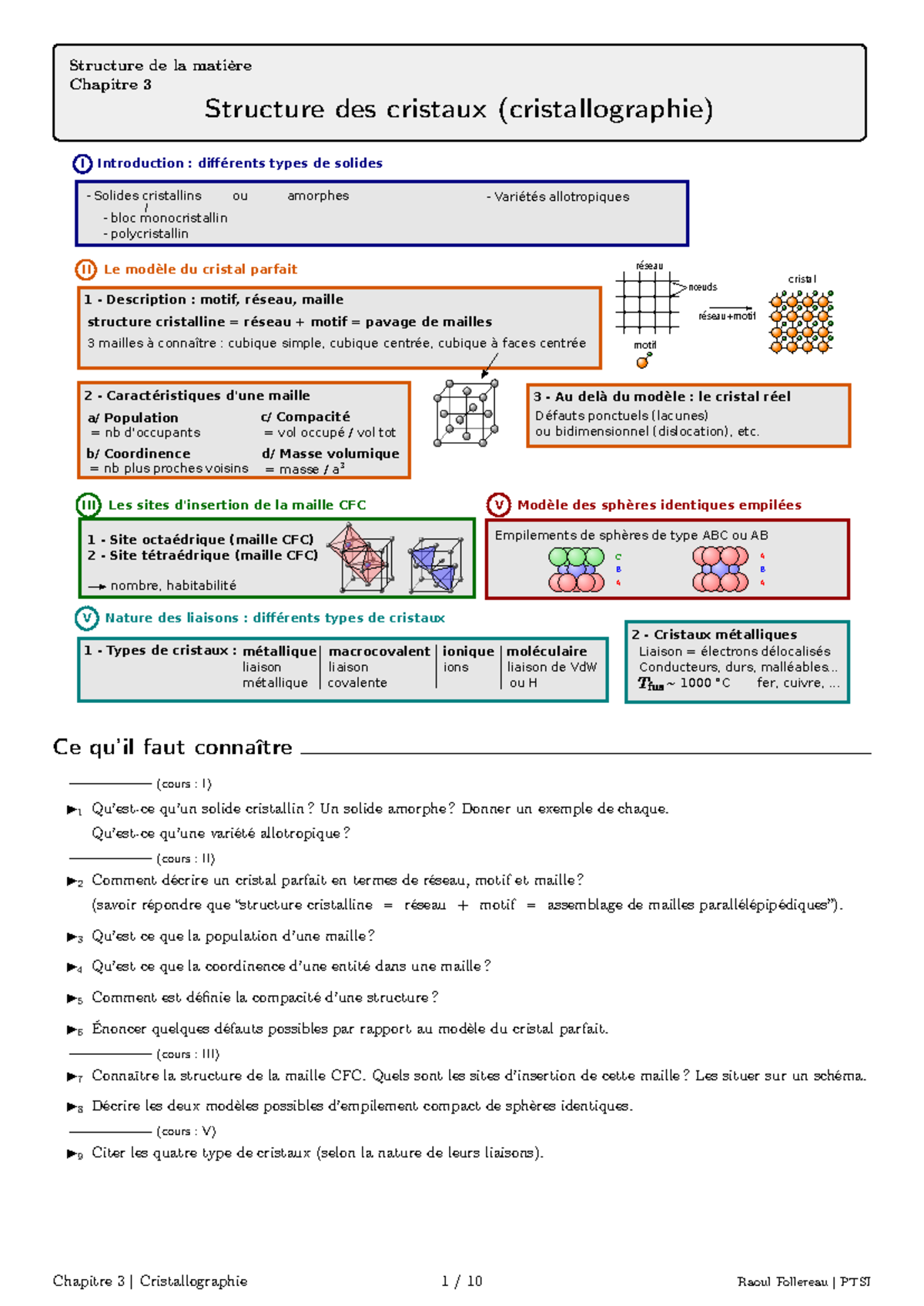 Chapitre 3 : Cristallographie - Structure des cristaux (STU101) - Studocu