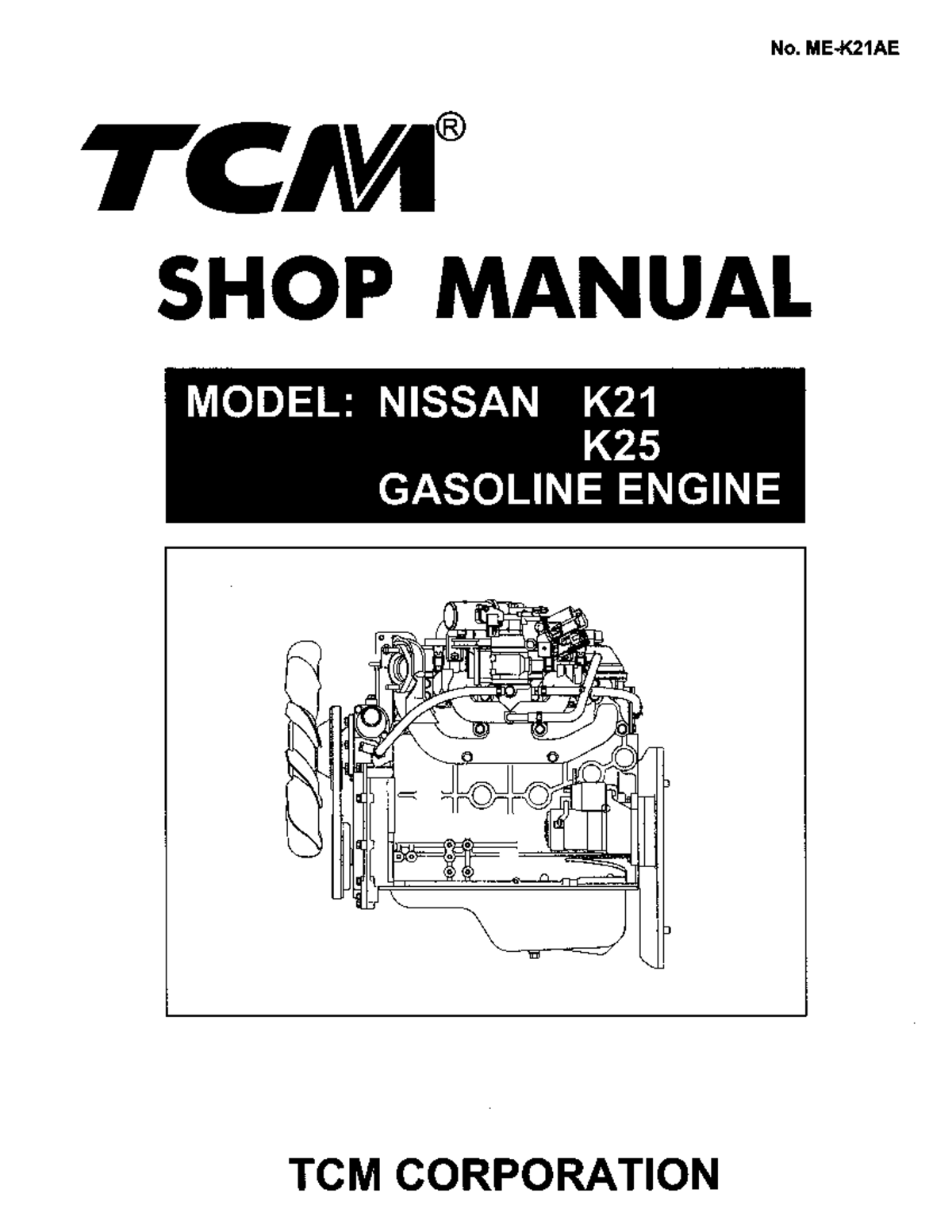 Nissan K21 K25 Gasoline Engine TCM Manual: Safety & Maintenance ...