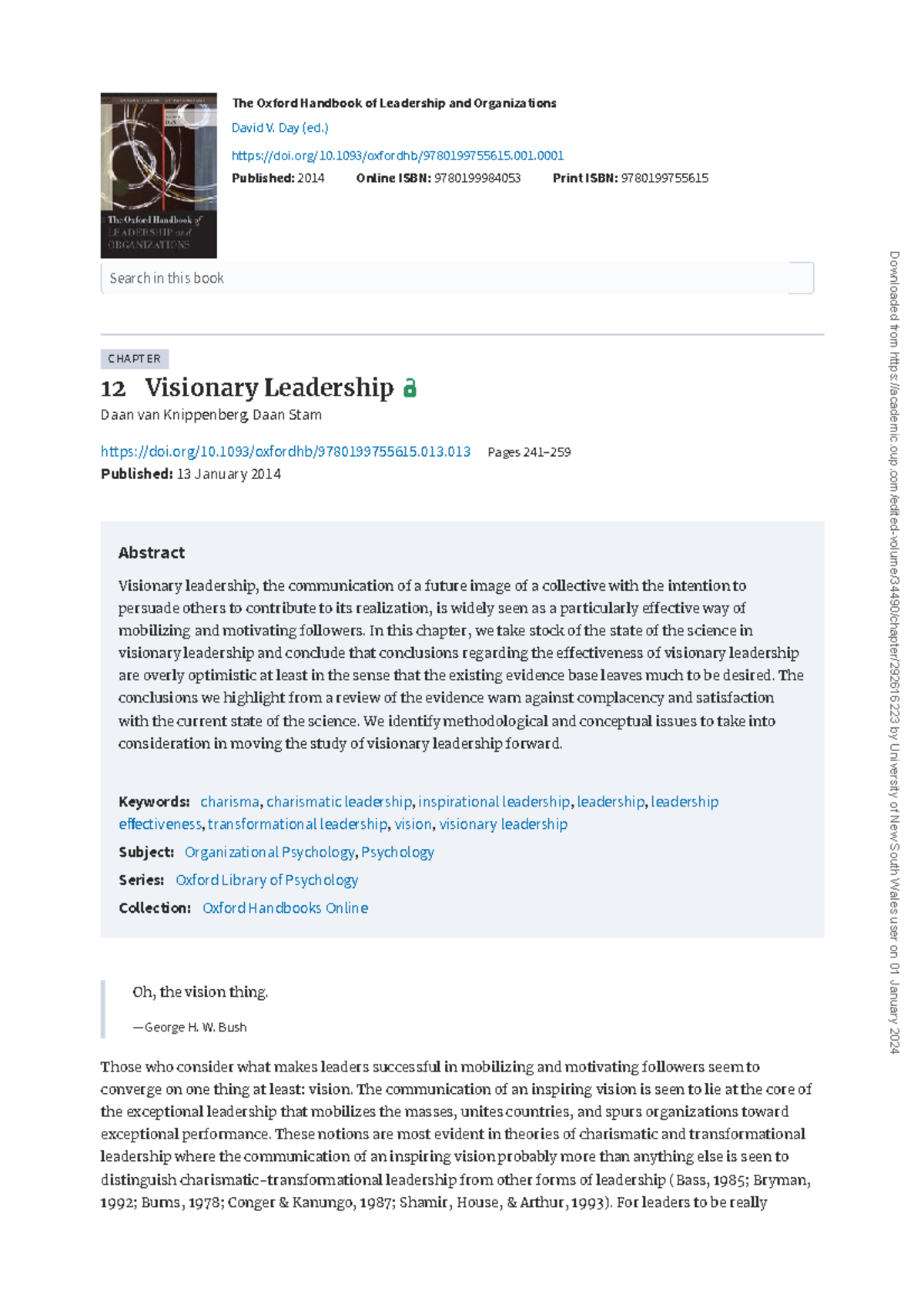 Visionary Leadership: Insights from The Oxford Handbook of Leadership ...