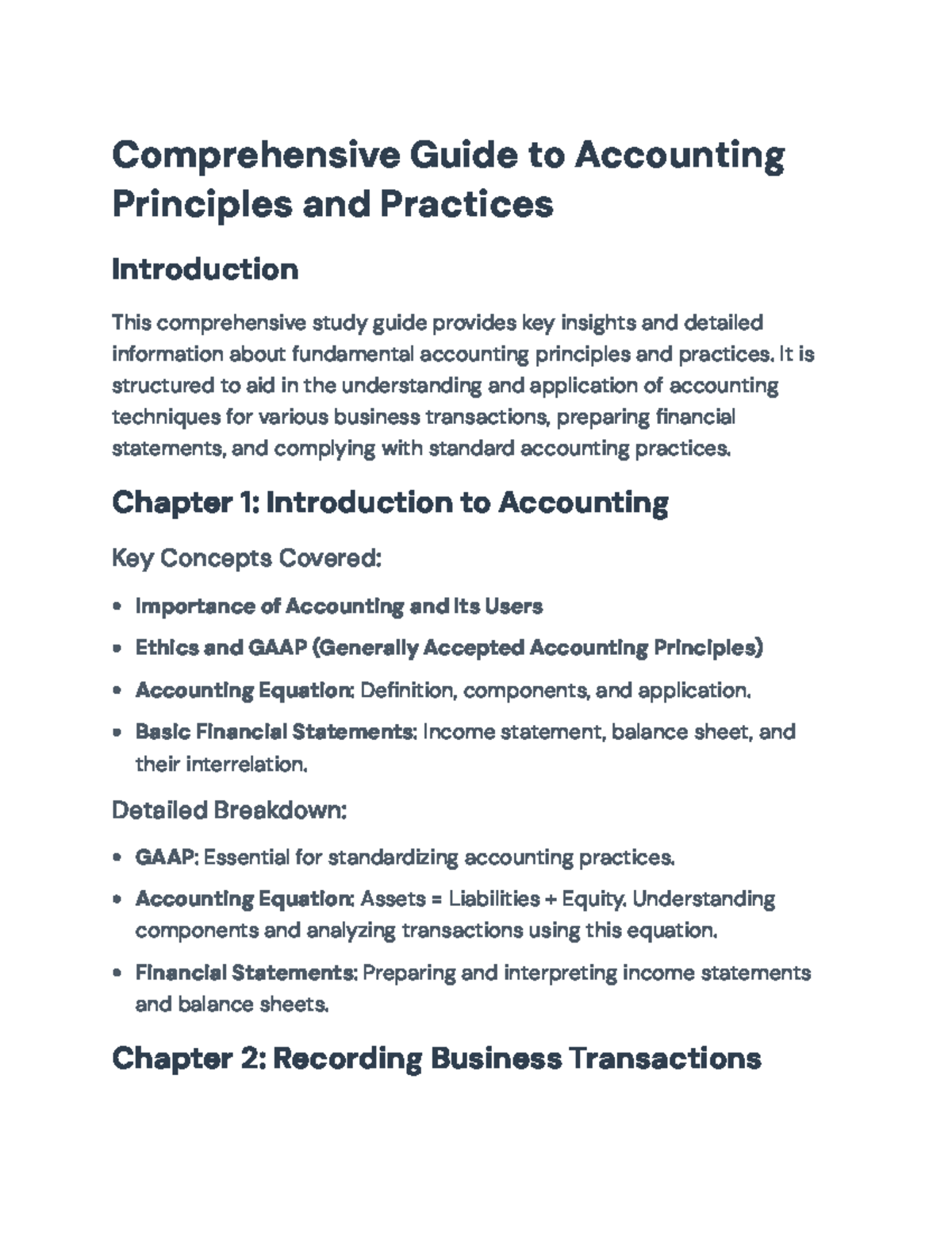 Comprehensive Accounting Principles and Practices Study Guide ...