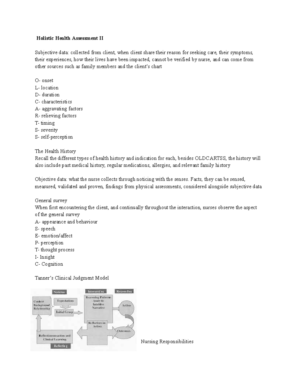 1180 Notes - for nursing 1180 hollistic health assessment II - Holistic ...