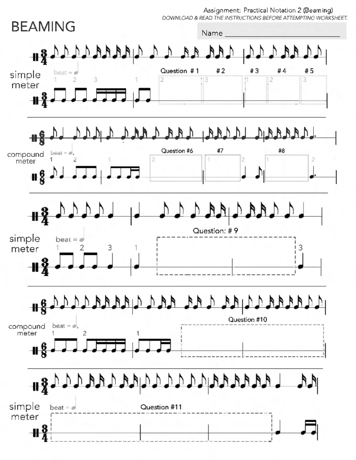 Assignment 14: Practical Notation 2 (Beaming) Worksheet - Studocu