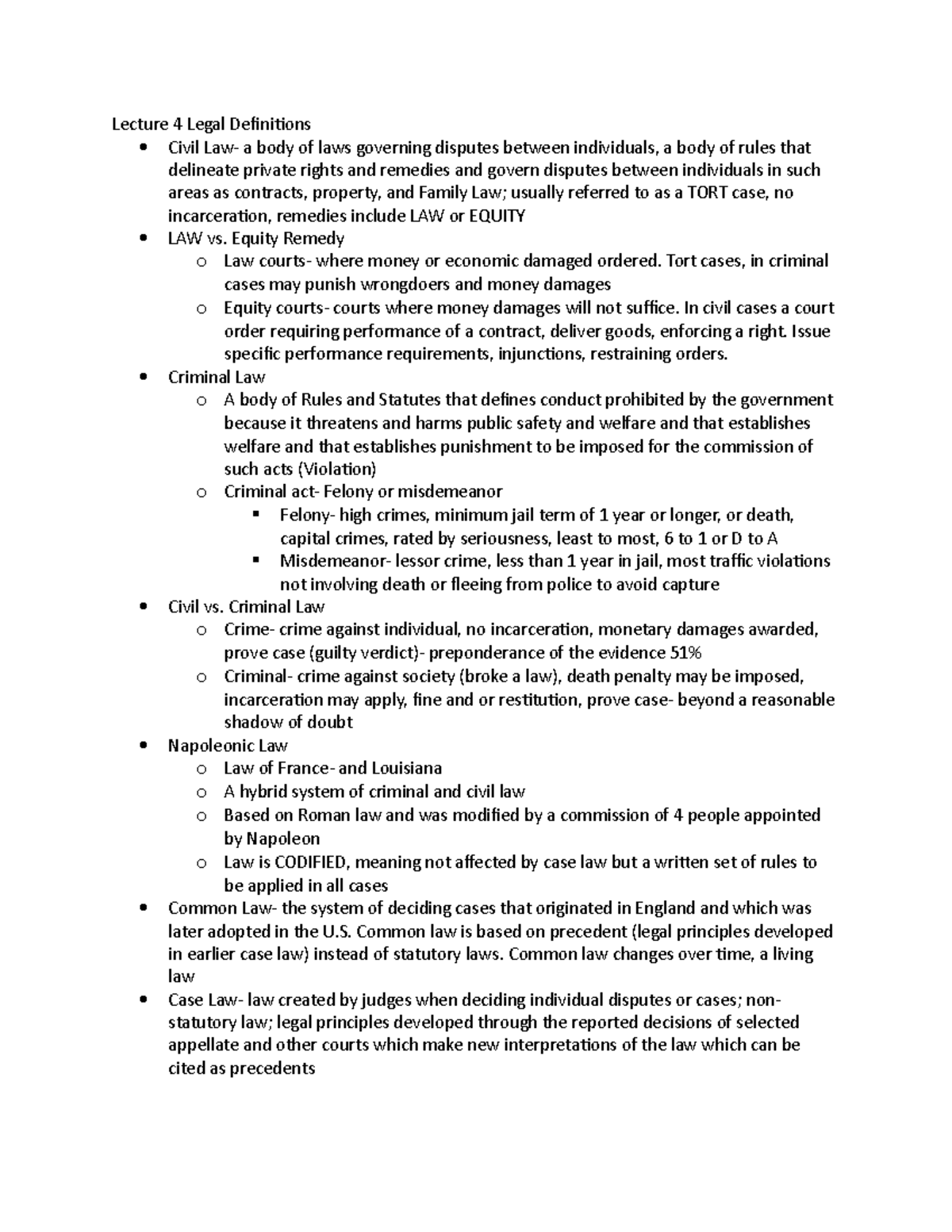 Chap 1 Lecture 4 Legal Definitions - Lecture 4 Legal Definitions Civil ...