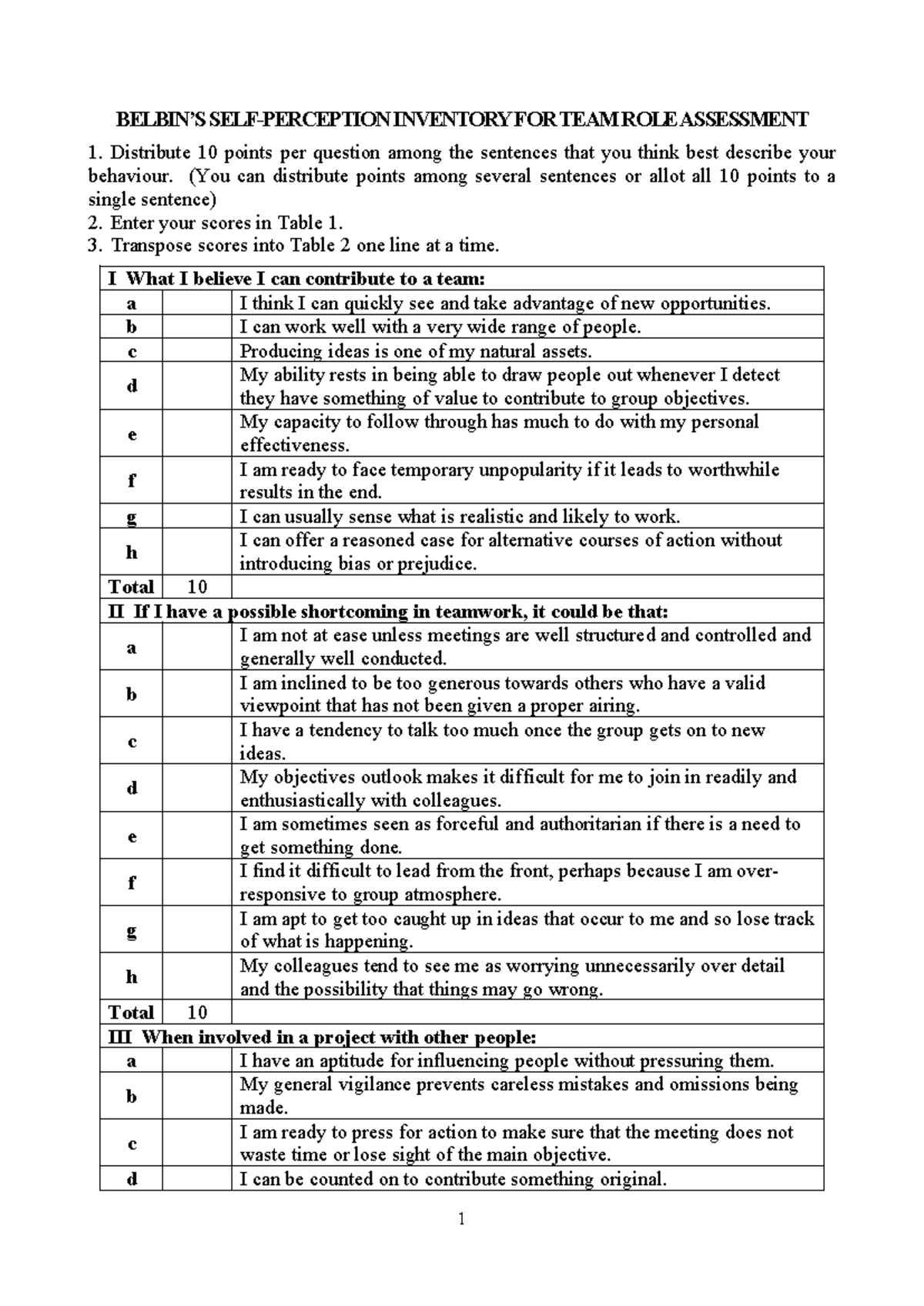 Belbin-Test - qtgeghe - BELBIN’S SELF ...
