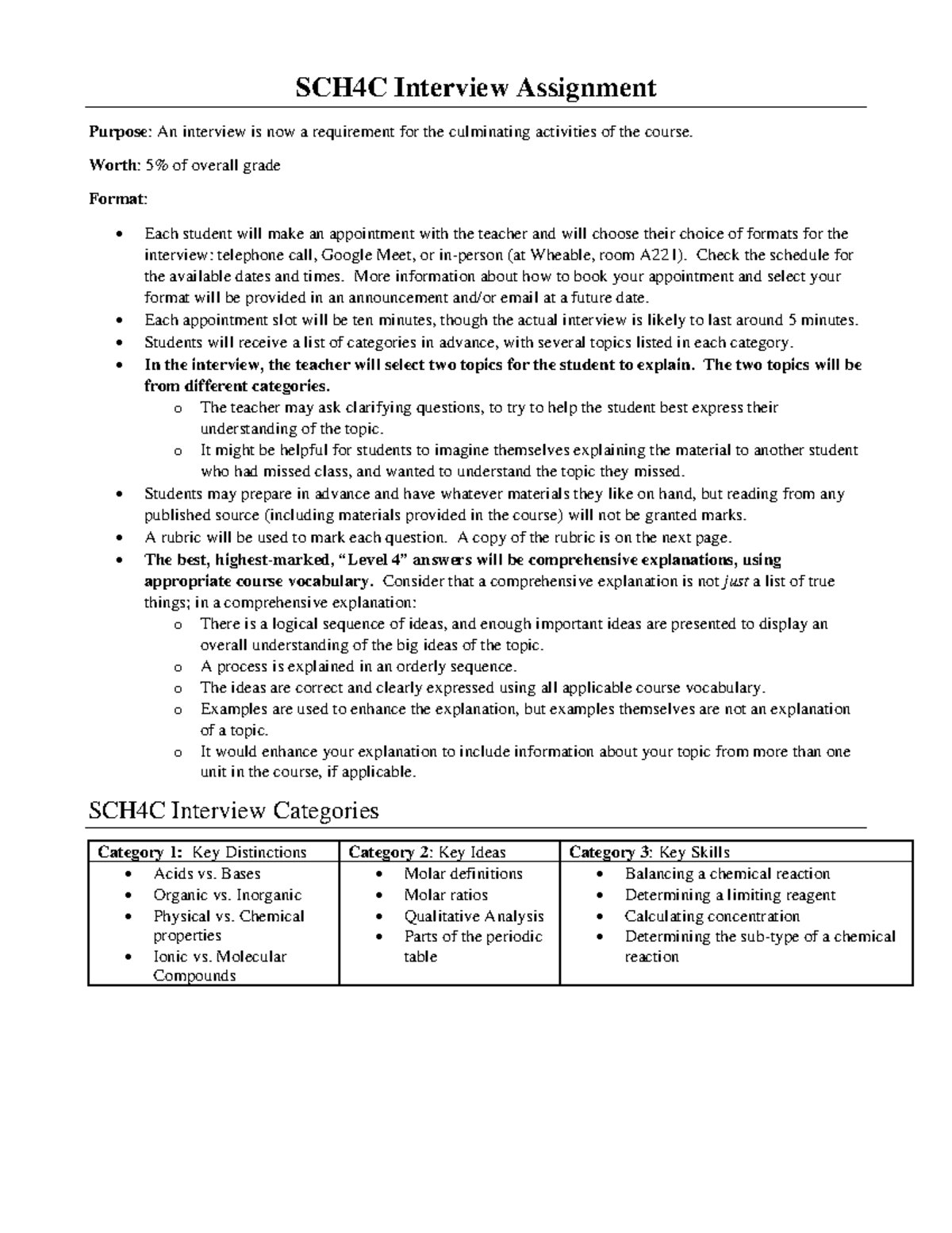 SCH4C Interview Assignment Guidelines and Expectations - Studocu