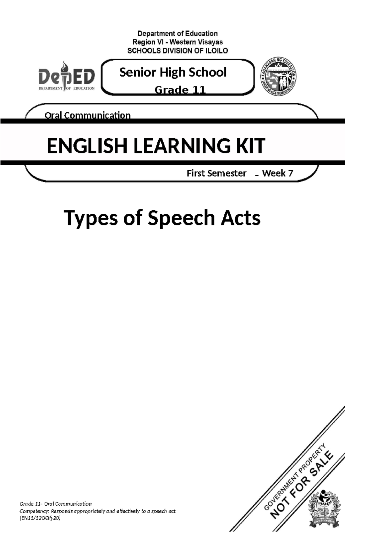 Week 7: Understanding Speech Acts in EN11/12OC Module - Studocu