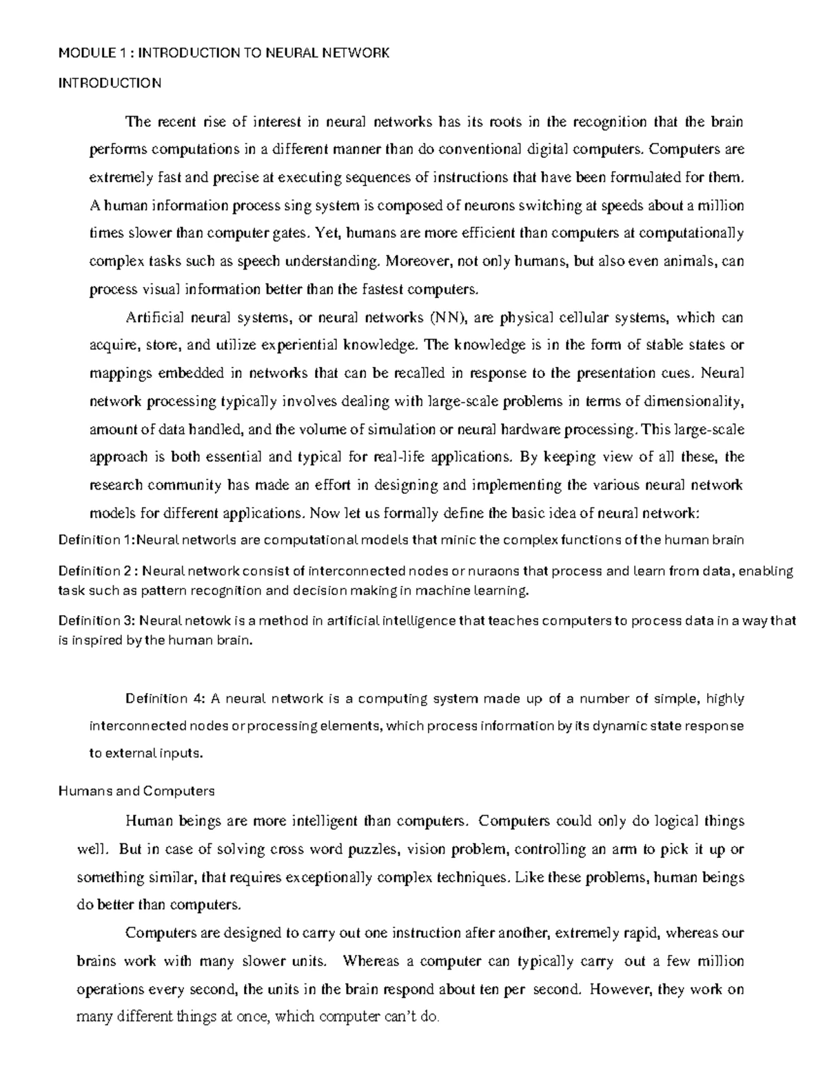 F 20418 - Neural Networks and Deep Learning Exam Questions Summary ...