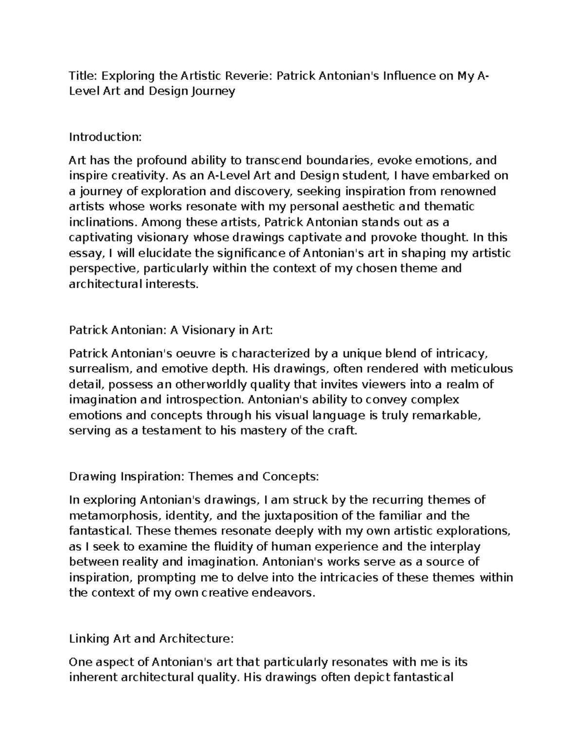 ALevel art and design essay: Exploring Patrick Antonian's influence ...