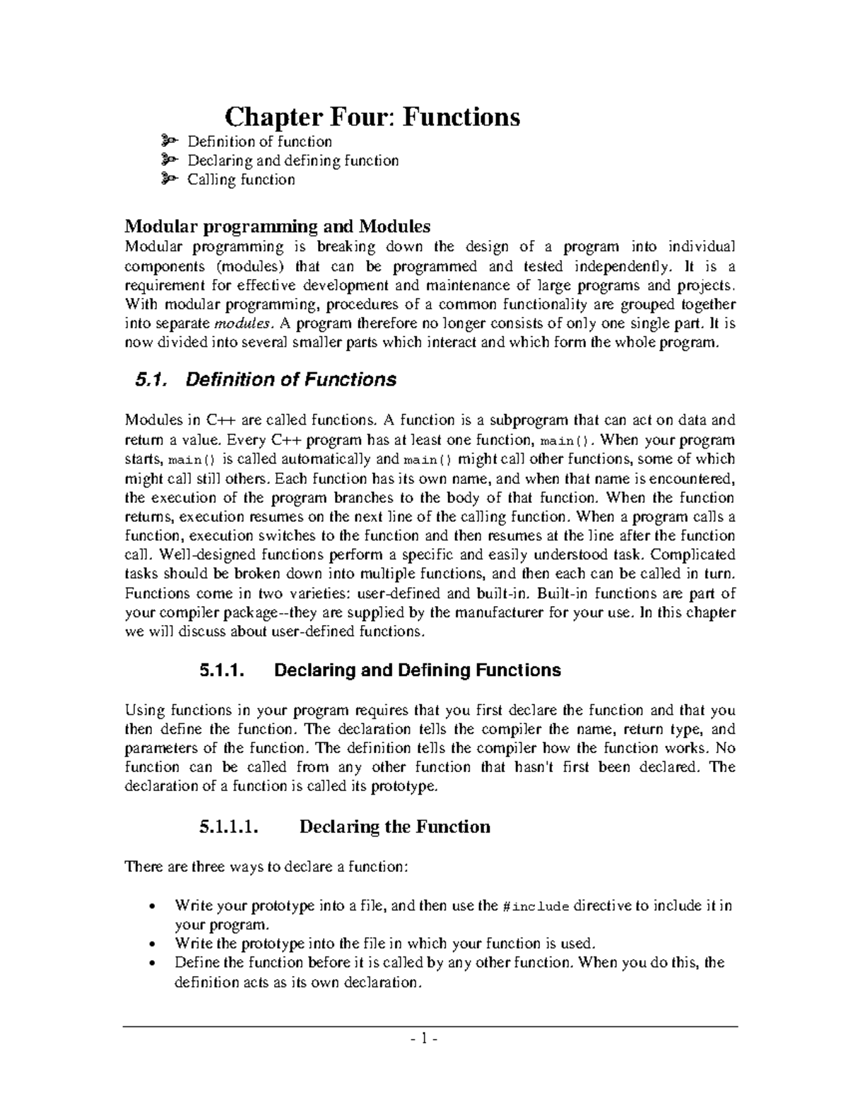 Chapter 4: Understanding Functions in C++ Programming - Studocu