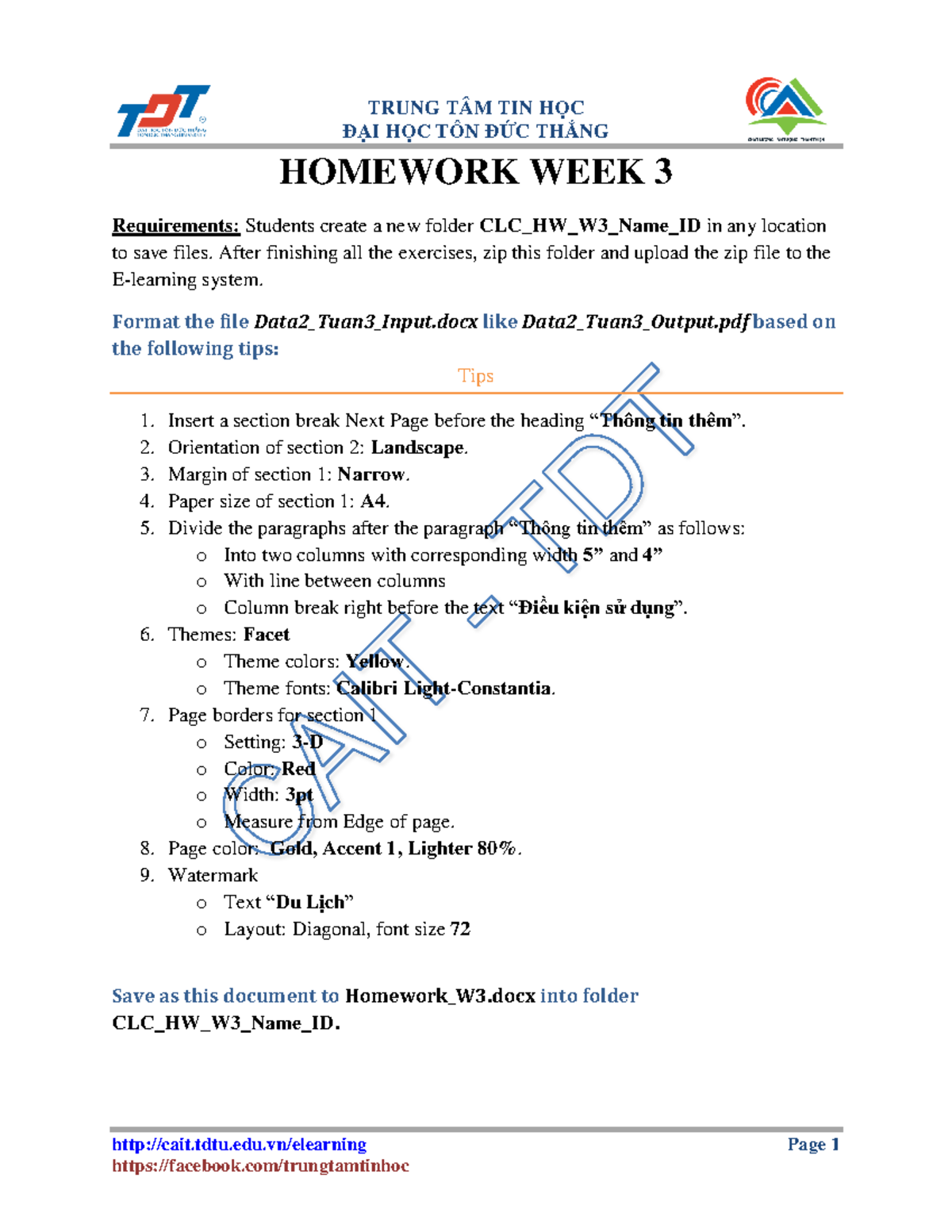 CLC Homework Guidelines for Word 2016 - Week 3 - Studocu