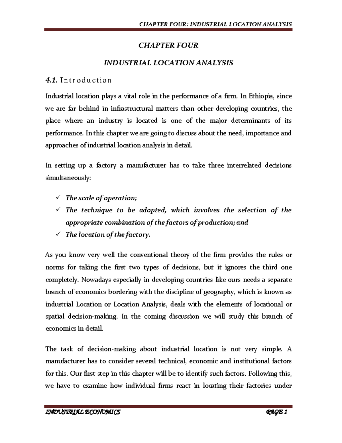 Chapter 4: Industrial Location Analysis - Studocu