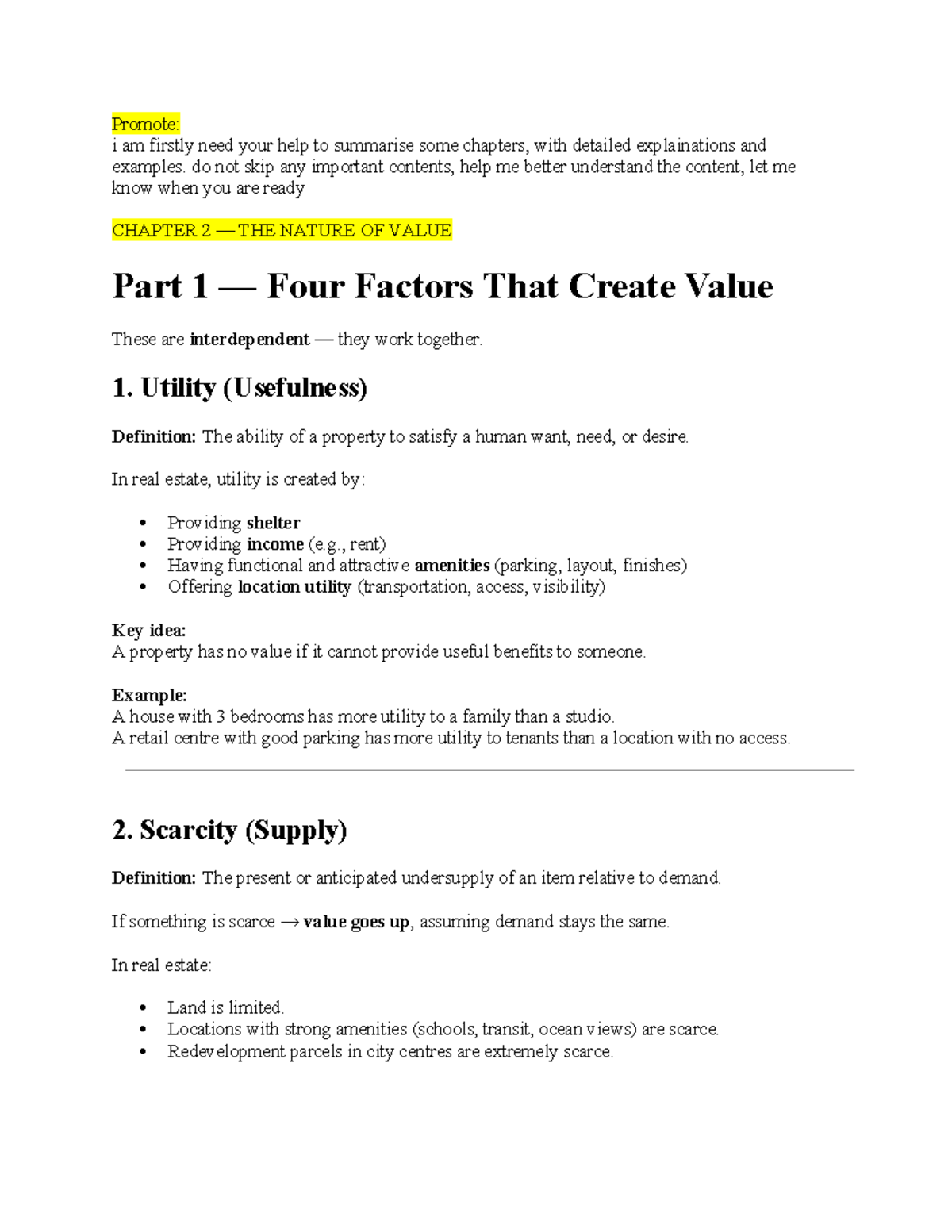 Appraisal Summary: Understanding Value Factors and Theories (RE 101 ...