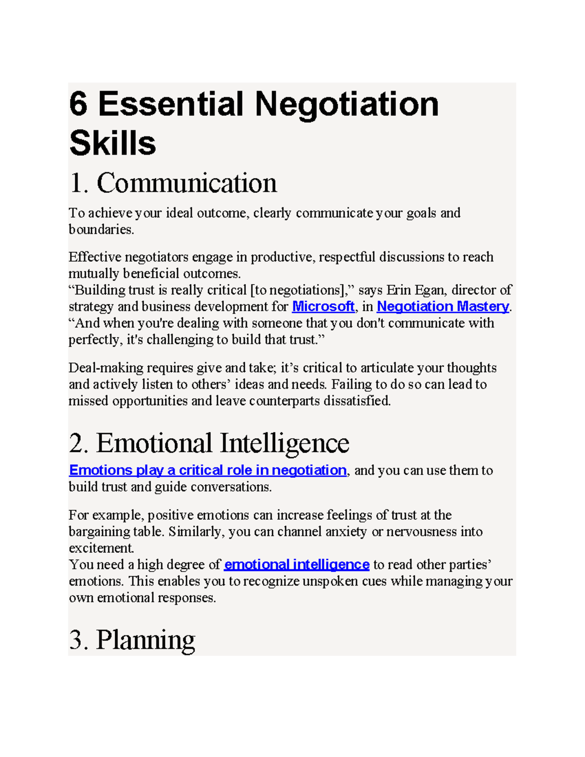 Negotiation Mastery: 6 Essential Skills for Success - Studocu