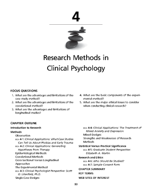 Research Methods and Ethical Standards in Clinical Psychology (PSY 101 ...