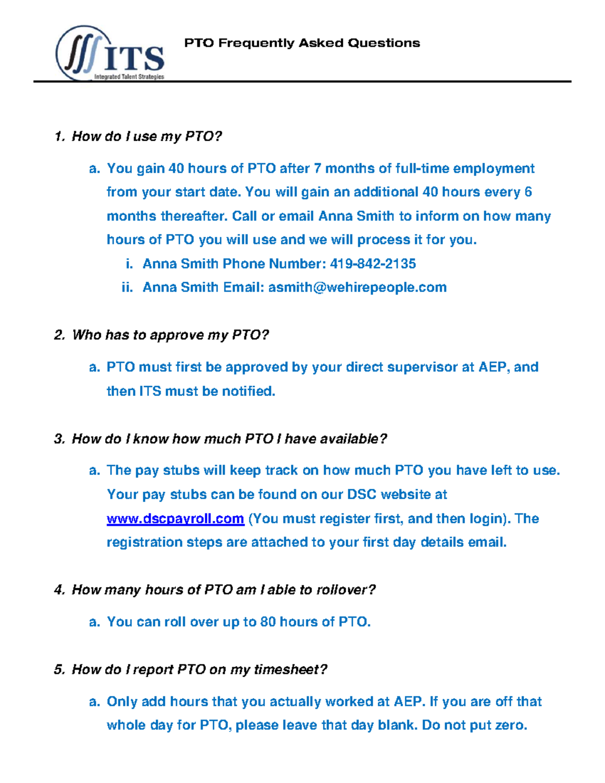AEP PTO Guidelines: Usage, Approval, and Reporting FAQs - Studocu